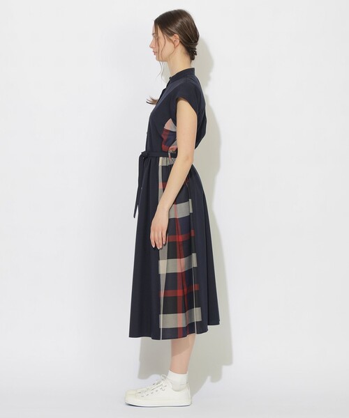 CB CRESTBRIDGE（シービークレストブリッジ）の「パーシャルチェックフレンチスリーブワンピース（ワンピース・レディース・ダークネイビー/ホワイト系その他・M/S）」の10枚目の写真