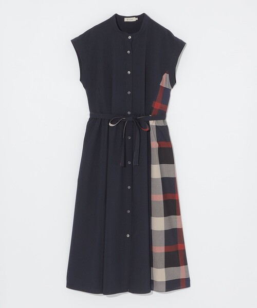 CB CRESTBRIDGE（シービークレストブリッジ）の「パーシャルチェックフレンチスリーブワンピース（ワンピース・レディース・ダークネイビー/ホワイト系その他・M/S）」の15枚目の写真