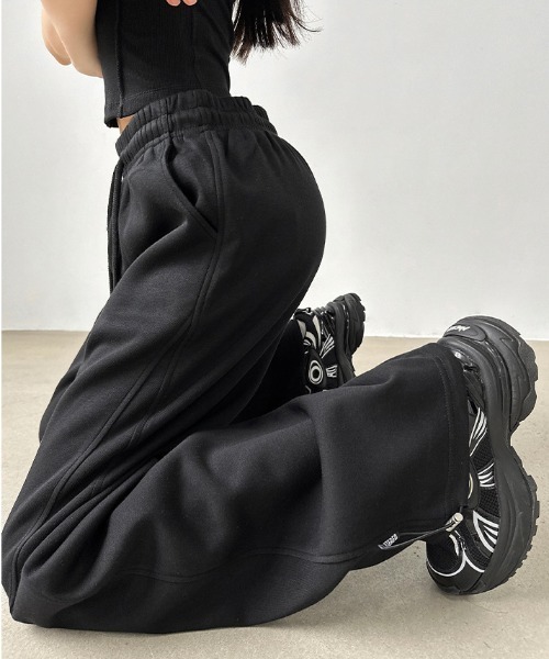 Teem Store(チームストア)の「ドロコード付ワイドスウェットパンツ イージーパンツ 美脚効果(スウェットパンツ・レディース・ライトグレー/ホワイト/グレー/ブラック・L/M)」の15枚目の写真