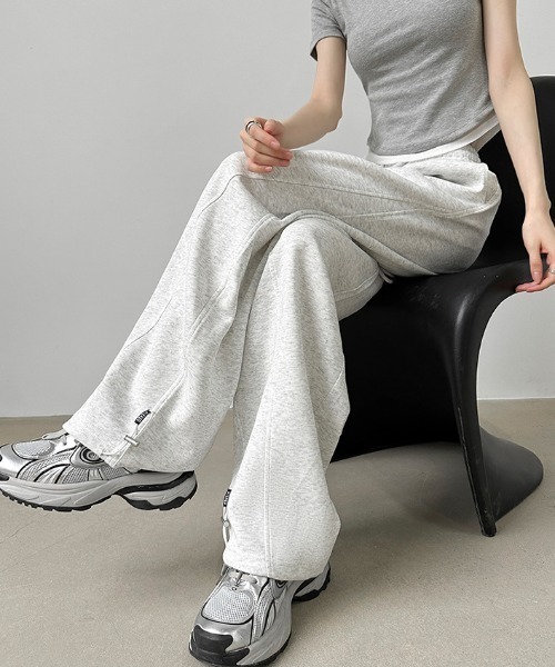 Teem Store(チームストア)の「ドロコード付ワイドスウェットパンツ イージーパンツ 美脚効果(スウェットパンツ・レディース・ライトグレー/ホワイト/グレー/ブラック・L/M)」の5枚目の写真