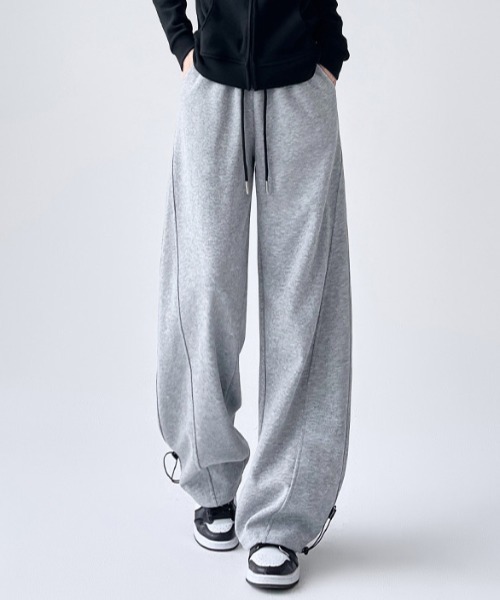 Teem Store(チームストア)の「ドロコード付ワイドスウェットパンツ イージーパンツ 美脚効果(スウェットパンツ・レディース・ライトグレー/ホワイト/グレー/ブラック・L/M)」の9枚目の写真