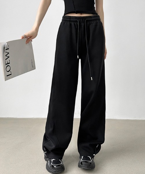 Teem Store(チームストア)の「ドロコード付ワイドスウェットパンツ イージーパンツ 美脚効果(スウェットパンツ・レディース・ライトグレー/ホワイト/グレー/ブラック・L/M)」の14枚目の写真