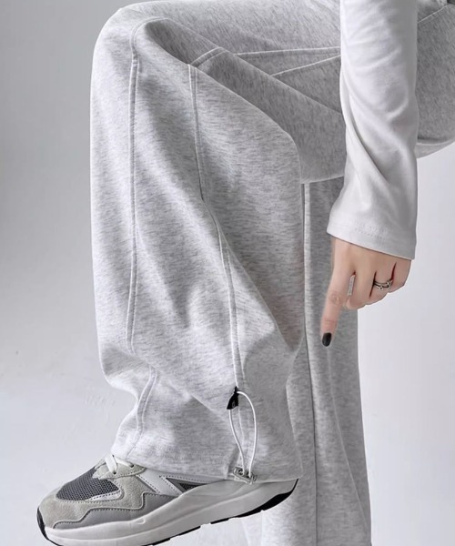 Teem Store(チームストア)の「ドロコード付ワイドスウェットパンツ イージーパンツ 美脚効果(スウェットパンツ・レディース・ライトグレー/ホワイト/グレー/ブラック・L/M)」の6枚目の写真