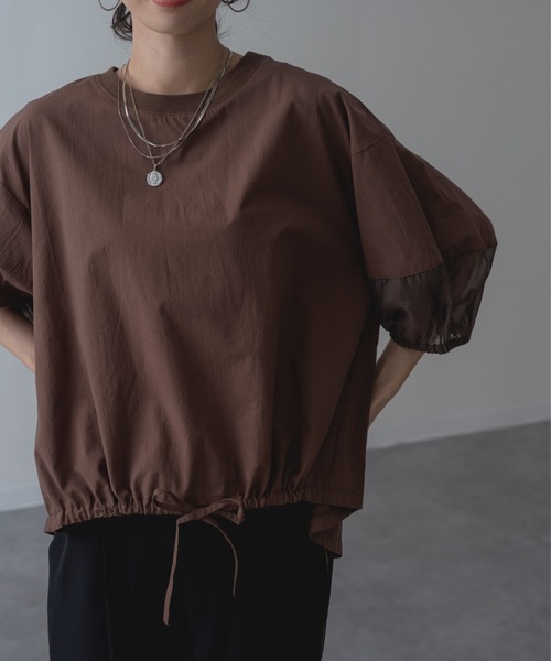refinedworks(リファインドワークス)の「【refinedworks】半袖 シアートップス プルオーバー(シャツ/ブラウス・レディース・ブラック/ホワイト/ブラウン・FREE)」の6枚目の写真