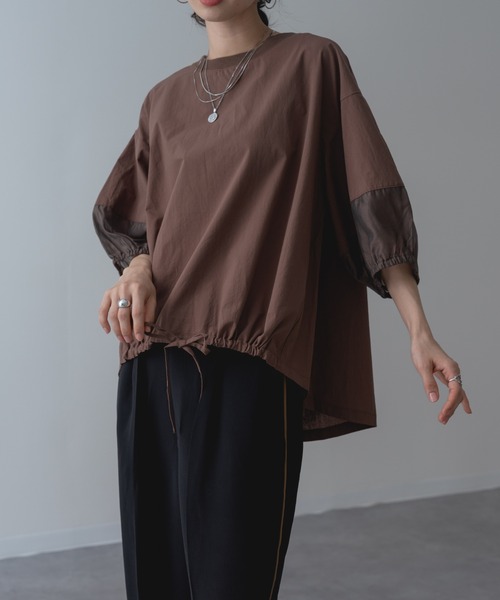 refinedworks(リファインドワークス)の「【refinedworks】半袖 シアートップス プルオーバー(シャツ/ブラウス・レディース・ブラック/ホワイト/ブラウン・FREE)」の7枚目の写真