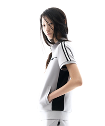 Metallic Tape Track Zip-Up / Grey