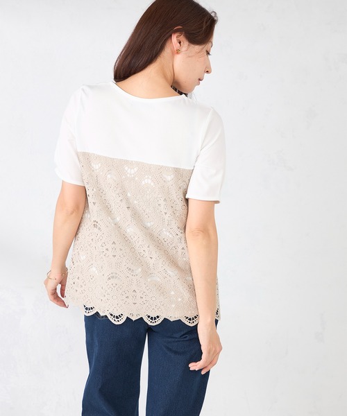 GALLORIA(ギャローリア)の「ビスチェ風レース切替プルオーバー(Tシャツ/カットソー・レディース・ブラック/ベージュ・S/M/LL/L)」の8枚目の写真