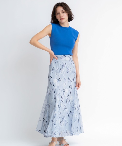NOELA（ノエラ）の「シアープリントフレアスカート（スカート・レディース・グレー/ブラウン・S/M）」の2枚目の写真