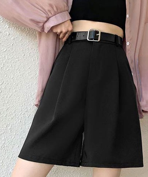 mielu（ミエル）の「ベーシックタックハーフパンツ（その他パンツ・レディース・グリーン/ブラック/ベージュ/ホワイト・LARGE/MEDIUM）」の11枚目の写真