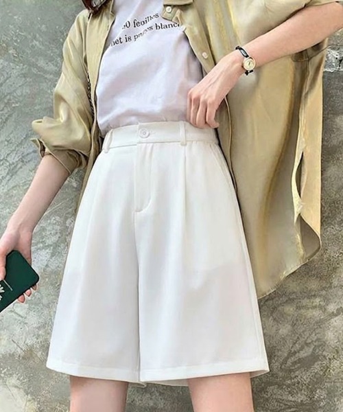 mielu（ミエル）の「ベーシックタックハーフパンツ（その他パンツ・レディース・グリーン/ブラック/ベージュ/ホワイト・LARGE/MEDIUM）」の18枚目の写真