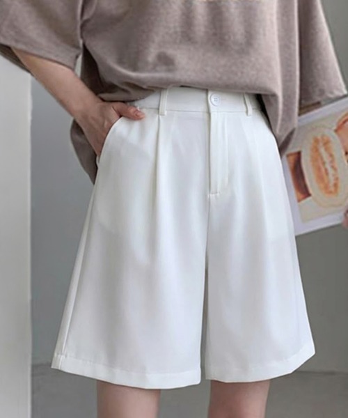 mielu（ミエル）の「ベーシックタックハーフパンツ（その他パンツ・レディース・グリーン/ブラック/ベージュ/ホワイト・LARGE/MEDIUM）」の19枚目の写真