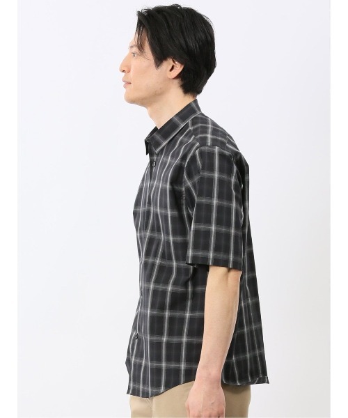 TAKA-Q(タカキュー)の「【ストレッチ コットン】タカキュー 綿 ブロード チェック レギュラーカラー 半袖 シャツ(シャツ/ブラウス・メンズ・ブラック/ベージュ・X-LARGE/LARGE/MEDIUM)」の8枚目の写真