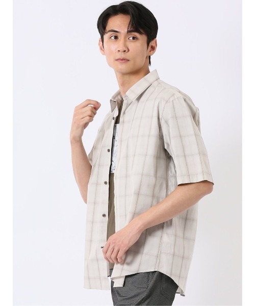 TAKA-Q(タカキュー)の「【ストレッチ コットン】タカキュー 綿 ブロード チェック レギュラーカラー 半袖 シャツ(シャツ/ブラウス・メンズ・ブラック/ベージュ・X-LARGE/LARGE/MEDIUM)」の18枚目の写真