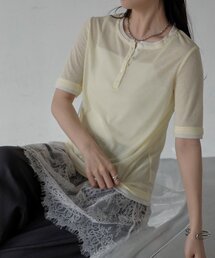 COLONY 2139（コロニートゥーワンスリーナイン）の「配色フェイクレイヤードヘンリー半袖プルオーバー（Tシャツ/カットソー）」