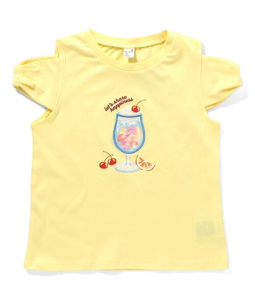apres les cours(アプレレクール)の「リボンオフショルサマーモチーフ半袖Tシャツ(Tシャツ/カットソー・キッズ・エメラルド/アイボリー/イエロー・80/90/100/110/120/130/140)」の14枚目の写真