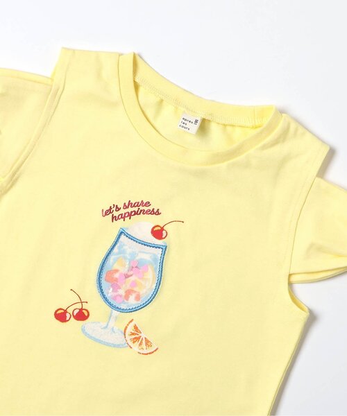 apres les cours(アプレレクール)の「リボンオフショルサマーモチーフ半袖Tシャツ(Tシャツ/カットソー・キッズ・エメラルド/アイボリー/イエロー・80/90/100/110/120/130/140)」の18枚目の写真