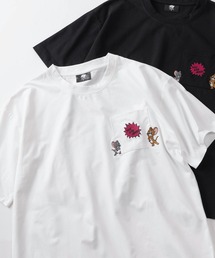 【71】【TOM&JERRY/トムとジェリー】「さかな」コットンライク ポリエステルドライ ポケット刺繍 バックプリント クルーネックTシャツ/吸水速乾/UVカット/ユニセックス/レディース/メンズ