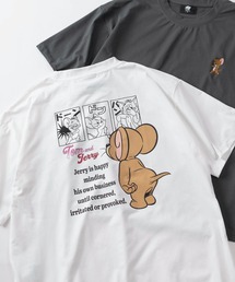 【71】【TOM&JERRY/トムとジェリー】「さかな」コットンライク ポリエステルドライ ポケット刺繍 バックプリント クルーネックTシャツ/吸水速乾/UVカット/ユニセックス/レディース/メンズ