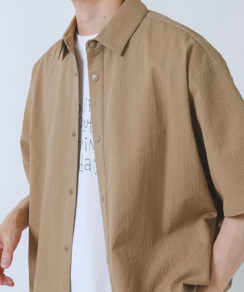 ITEMS URBANRESEARCH（アイテムズ アーバンリサーチ）の「『接触冷感/イージーケア/吸水速乾/撥水/防汚』高機能シアサッカー サイドストレージシャツ(楽着シリーズ)（シャツ/ブラウス・メンズ・ベージュ/ブラック/ライトブルー・MEDIUM/LARGE）」の14枚目の写真
