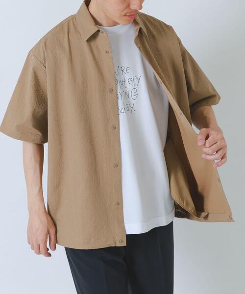 ITEMS URBANRESEARCH（アイテムズ アーバンリサーチ）の「『接触冷感/イージーケア/吸水速乾/撥水/防汚』高機能シアサッカー サイドストレージシャツ(楽着シリーズ)（シャツ/ブラウス・メンズ・ベージュ/ブラック/ライトブルー・MEDIUM/LARGE）」の18枚目の写真