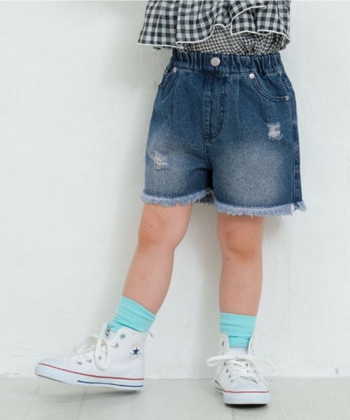 LEPSIM(レプシィム)の「【KIDS】フリンジデニムショートパンツ 666299(デニムパンツ・キッズ・インディゴブルー/ブルー/ブラック・120/140/130)」の3枚目の写真