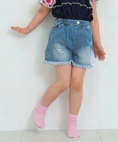 LEPSIM(レプシィム)の「【KIDS】フリンジデニムショートパンツ 666299(デニムパンツ・キッズ・インディゴブルー/ブルー/ブラック・120/140/130)」の1枚目の写真