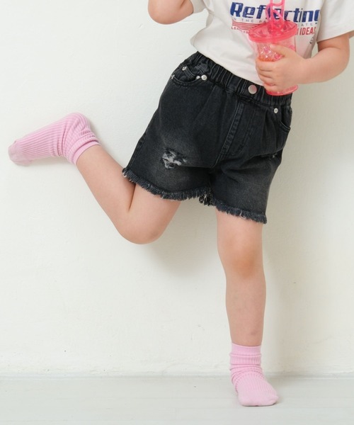 LEPSIM(レプシィム)の「【KIDS】フリンジデニムショートパンツ 666299(デニムパンツ・キッズ・インディゴブルー/ブルー/ブラック・120/140/130)」の2枚目の写真
