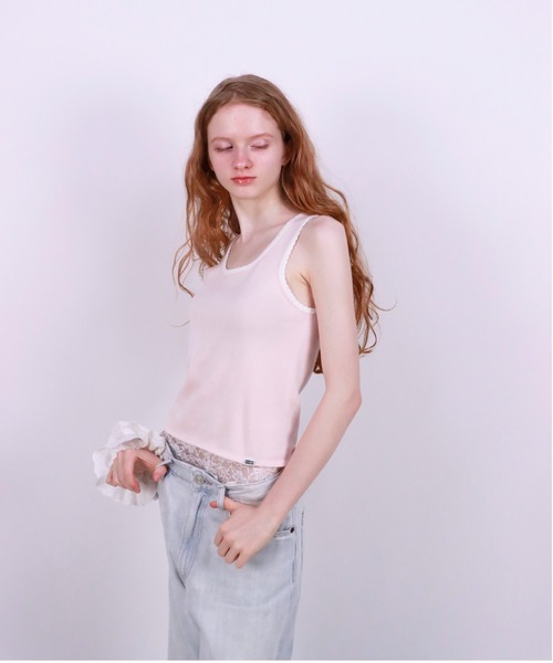 mieya mieya(ミーヤミーヤ)の「【mieya mieya】PLAYFUL KNIT TANKTOP/プレイフルニットタンクトップ(タンクトップ・レディース・ベビーピンク/グレー/ネイビー・FREE)」の7枚目の写真