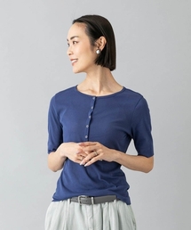 [アンサンブル対応]リングドットヘンリーネックTシャツ