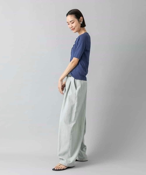 MICHEL KLEIN（ミッシェル・クラン）の「[アンサンブル対応]リングドットヘンリーネックTシャツ（Tシャツ/カットソー・レディース・ブルー・38）」の4枚目の写真