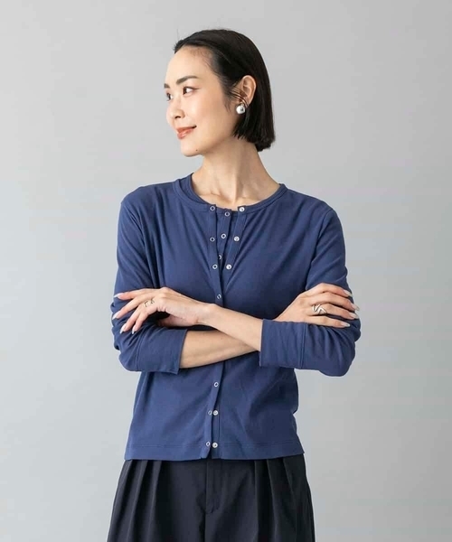 MICHEL KLEIN（ミッシェル・クラン）の「[アンサンブル対応]リングドットヘンリーネックTシャツ（Tシャツ/カットソー・レディース・ブルー・38）」の5枚目の写真
