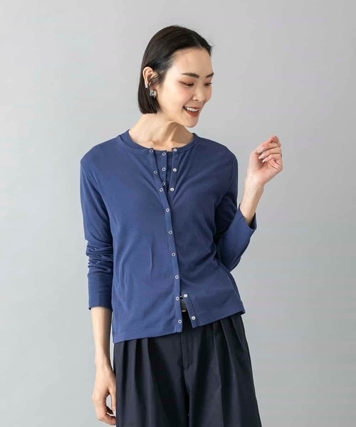 MICHEL KLEIN（ミッシェル・クラン）の「[アンサンブル対応]リングドットヘンリーネックTシャツ（Tシャツ/カットソー・レディース・ブルー・38）」の7枚目の写真