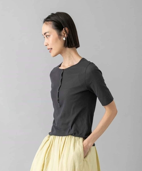 MICHEL KLEIN（ミッシェル・クラン）の「[アンサンブル対応]リングドットヘンリーネックTシャツ（Tシャツ/カットソー・レディース・ブルー・38）」の10枚目の写真