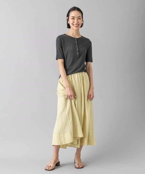 MICHEL KLEIN（ミッシェル・クラン）の「[アンサンブル対応]リングドットヘンリーネックTシャツ（Tシャツ/カットソー・レディース・ブルー・38）」の11枚目の写真