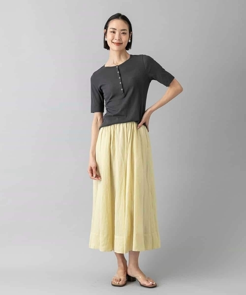 MICHEL KLEIN（ミッシェル・クラン）の「[アンサンブル対応]リングドットヘンリーネックTシャツ（Tシャツ/カットソー・レディース・ブルー・38）」の12枚目の写真