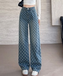 モノグラムバレルデニムパンツ
