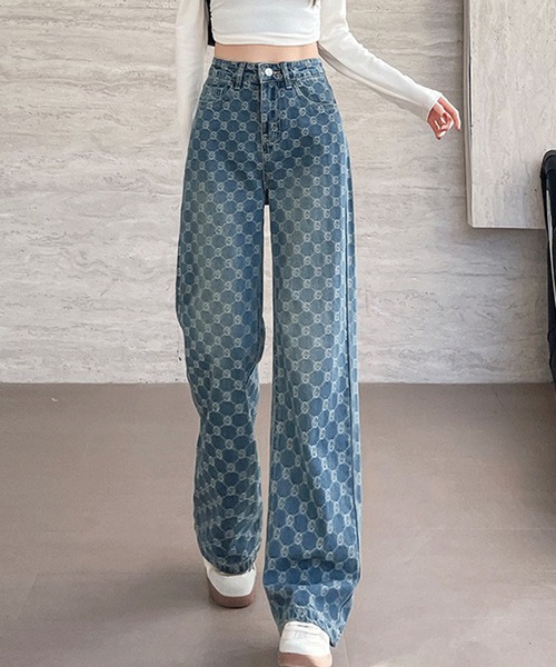 L LABEL（エルラベル）の「モノグラムバレルデニムパンツ（デニムパンツ・レディース・インディゴブルー・M-L/S-M）」の6枚目の写真