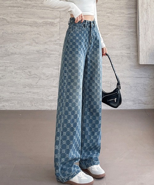 L LABEL（エルラベル）の「モノグラムバレルデニムパンツ（デニムパンツ・レディース・インディゴブルー・M-L/S-M）」の7枚目の写真