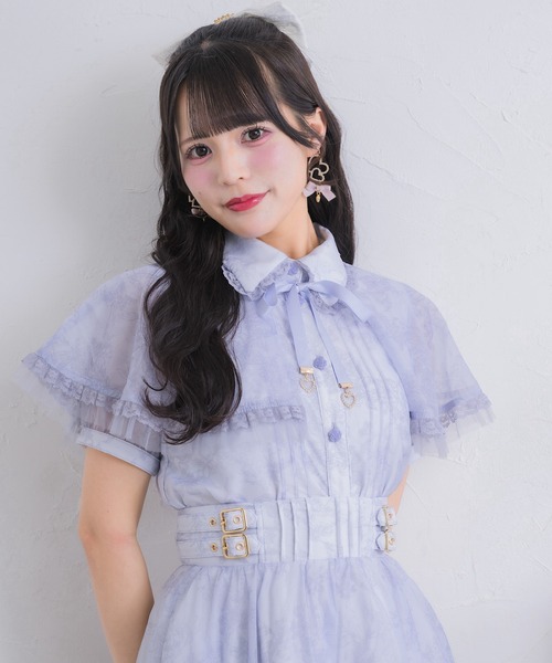 セットアップ対応/新色登場】レースフリルケープブラウス（シャツ