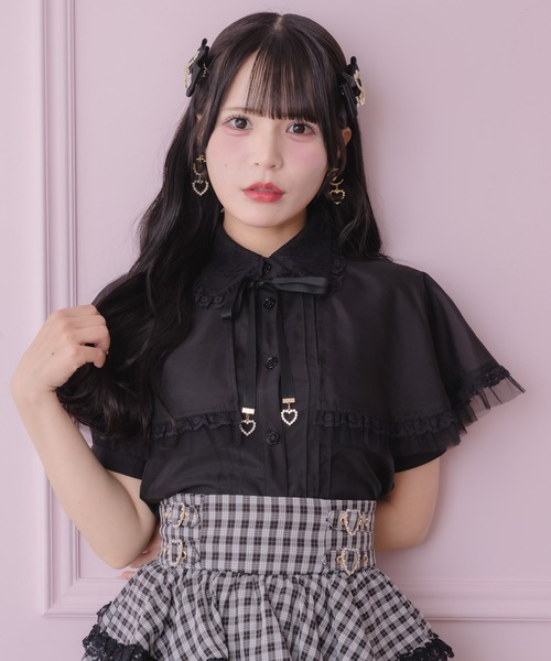 ROJITA(ロジータ)の「【セットアップ対応/新色登場】レースフリルケープブラウス(シャツ/ブラウス・レディース・アイボリー/ブラック/ブルー/ミント/ピンク・FREE)」の7枚目の写真
