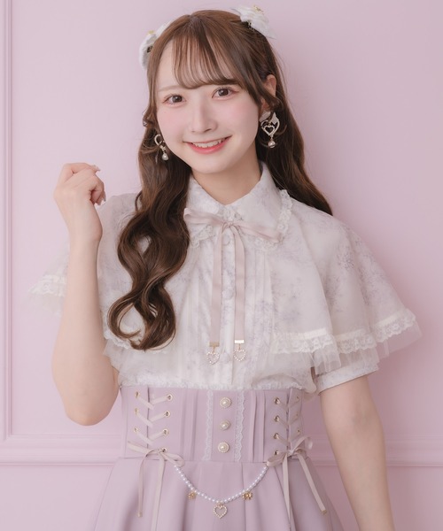 ROJITA(ロジータ)の「【セットアップ対応/新色登場】レースフリルケープブラウス(シャツ/ブラウス・レディース・アイボリー/ブラック/ブルー/ミント/ピンク・FREE)」の14枚目の写真