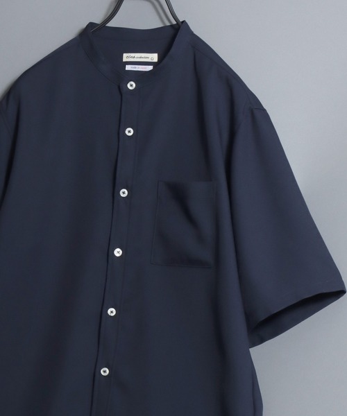 ANPAS（アンパス）の「MADE IN JAPAN Reflax(R) Loose Silhouette Band Collar Half-Sleeve Shirt/日本製 リフラクス ルーズシルエット バンドカラー半袖シャツ メンズ 無地 オーバーサイズ ビッグシルエット（シャツ/ブラウス・メンズ・サックスブルー/ネイビー/ブラック/ホワイト/ブルー・L/XL/M）」の4枚目の写真