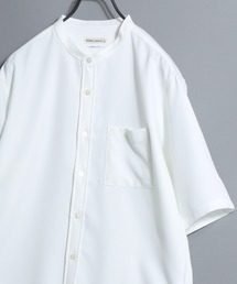 MADE IN JAPAN Reflax(R) Loose Silhouette Band Collar Half-Sleeve Shirt/日本製 リフラクス ルーズシルエット バンドカラー半袖シャツ メンズ 無地 オーバーサイズ ビッグシルエット