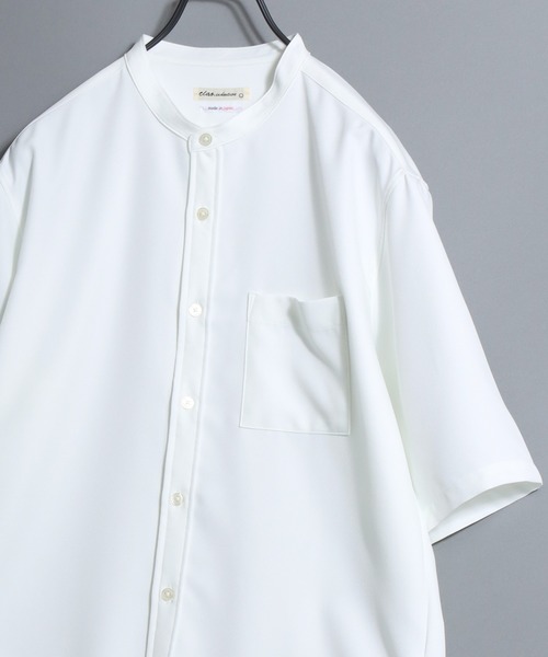 MADE IN JAPAN Reflax Loose Silhouette Band Collar Half-Sleeve Shirt — японская рубашка свободного кроя с воротником-стойкой, без подкладки, большой размер