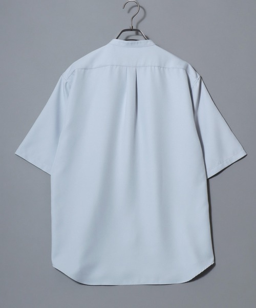ANPAS（アンパス）の「MADE IN JAPAN Reflax(R) Loose Silhouette Band Collar Half-Sleeve Shirt/日本製 リフラクス ルーズシルエット バンドカラー半袖シャツ メンズ 無地 オーバーサイズ ビッグシルエット（シャツ/ブラウス・メンズ・サックスブルー/ネイビー/ブラック/ホワイト/ブルー・L/XL/M）」の20枚目の写真