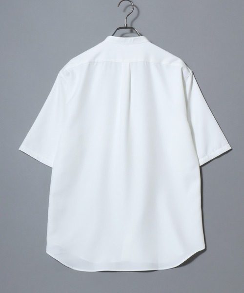 ANPAS（アンパス）の「MADE IN JAPAN Reflax(R) Loose Silhouette Band Collar Half-Sleeve Shirt/日本製 リフラクス ルーズシルエット バンドカラー半袖シャツ メンズ 無地 オーバーサイズ ビッグシルエット（シャツ/ブラウス・メンズ・サックスブルー/ネイビー/ブラック/ホワイト/ブルー・L/XL/M）」の8枚目の写真