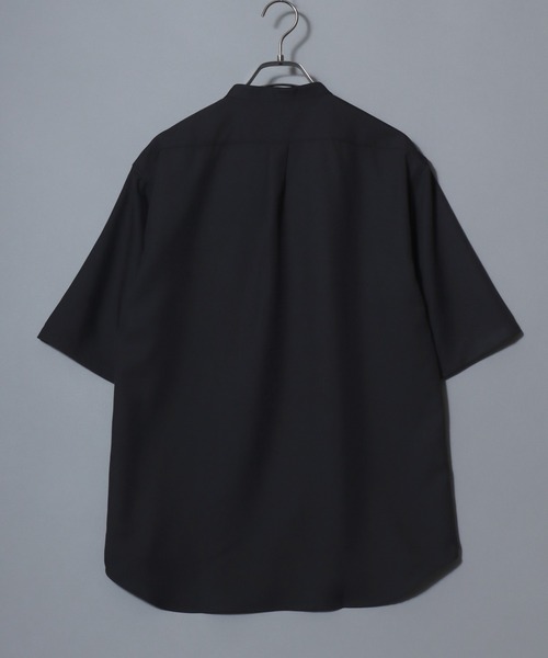 ANPAS（アンパス）の「MADE IN JAPAN Reflax(R) Loose Silhouette Band Collar Half-Sleeve Shirt/日本製 リフラクス ルーズシルエット バンドカラー半袖シャツ メンズ 無地 オーバーサイズ ビッグシルエット（シャツ/ブラウス・メンズ・サックスブルー/ネイビー/ブラック/ホワイト/ブルー・L/XL/M）」の12枚目の写真