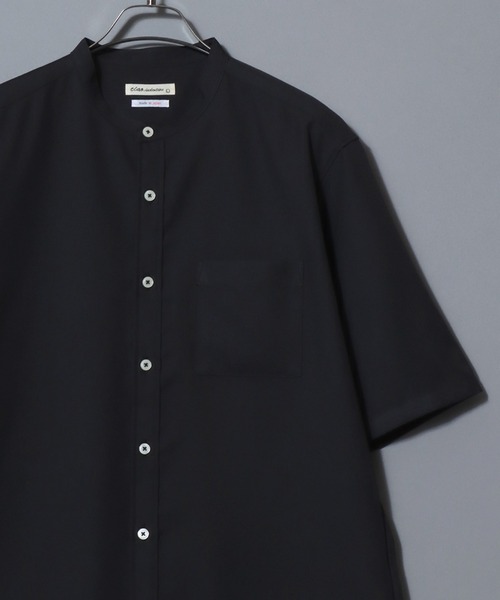 ANPAS（アンパス）の「MADE IN JAPAN Reflax(R) Loose Silhouette Band Collar Half-Sleeve Shirt/日本製 リフラクス ルーズシルエット バンドカラー半袖シャツ メンズ 無地 オーバーサイズ ビッグシルエット（シャツ/ブラウス・メンズ・サックスブルー/ネイビー/ブラック/ホワイト/ブルー・L/XL/M）」の10枚目の写真