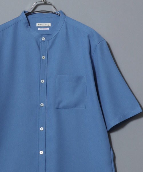 ANPAS（アンパス）の「MADE IN JAPAN Reflax(R) Loose Silhouette Band Collar Half-Sleeve Shirt/日本製 リフラクス ルーズシルエット バンドカラー半袖シャツ メンズ 無地 オーバーサイズ ビッグシルエット（シャツ/ブラウス・メンズ・サックスブルー/ネイビー/ブラック/ホワイト/ブルー・L/XL/M）」の22枚目の写真