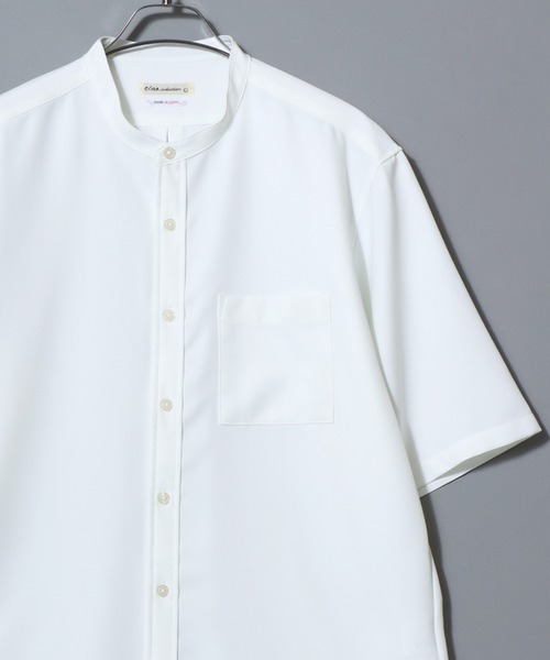 ANPAS（アンパス）の「MADE IN JAPAN Reflax(R) Loose Silhouette Band Collar Half-Sleeve Shirt/日本製 リフラクス ルーズシルエット バンドカラー半袖シャツ メンズ 無地 オーバーサイズ ビッグシルエット（シャツ/ブラウス・メンズ・サックスブルー/ネイビー/ブラック/ホワイト/ブルー・L/XL/M）」の6枚目の写真